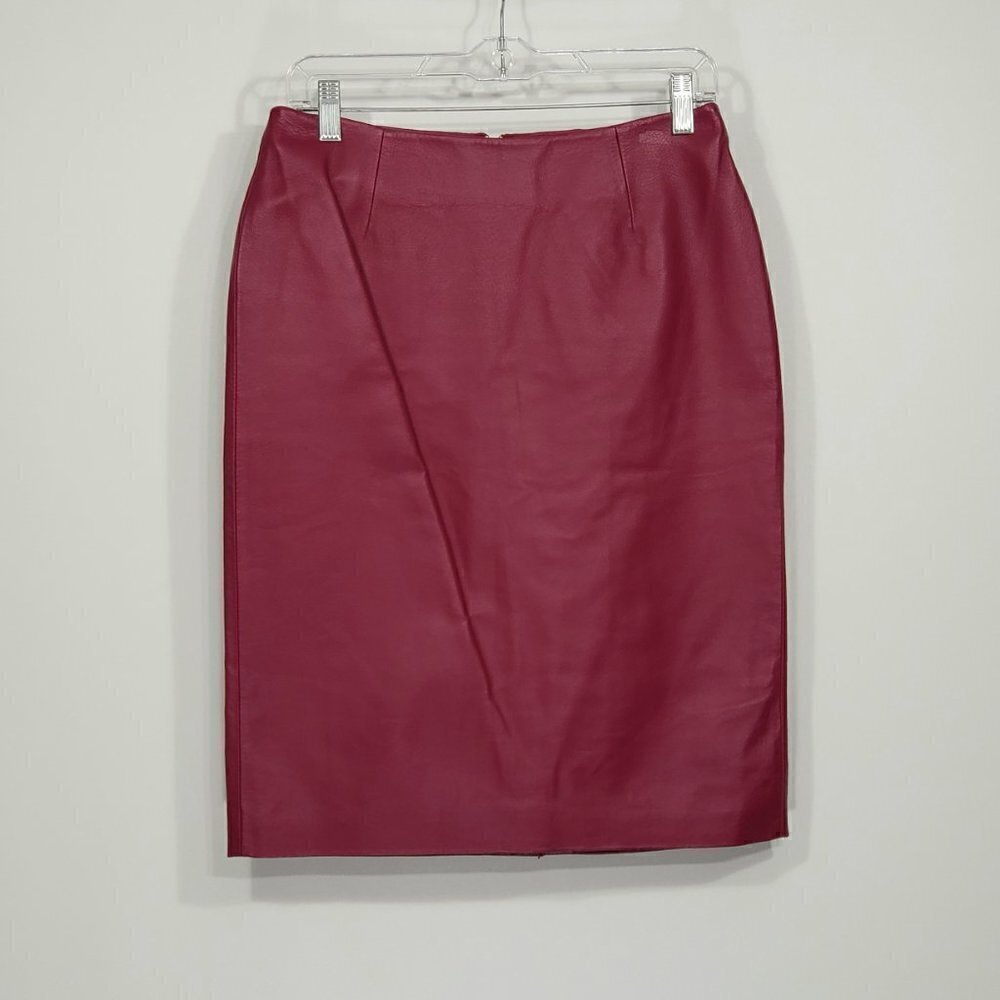 Spiegel Dark Pink / Burgundy Leather Pencil Skirt Women's Size 4